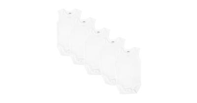 4baby Sleeveless Bodysuit 5 Pack White | Baby Bunting AU