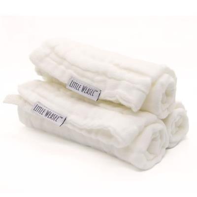 Little Weasel - Muslin Baby Washcloths (White, Set of 3) | takealot.com