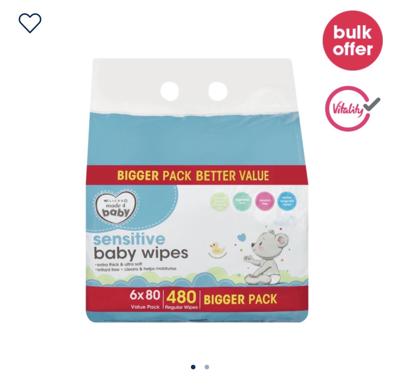 Made 4 Baby Baby Wipes 6 packs x 80 Wipes - Clicks