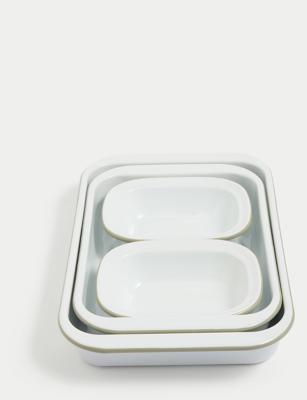 4 Piece Enamel Stacking Oven Trays | M&S | M&S