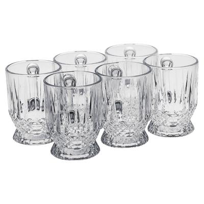 Queensway Home & Dining Set of 6 Handled Glass Short Mugs Tea Coffee Cappuccino Hot Drinks Gift Box, 165ml