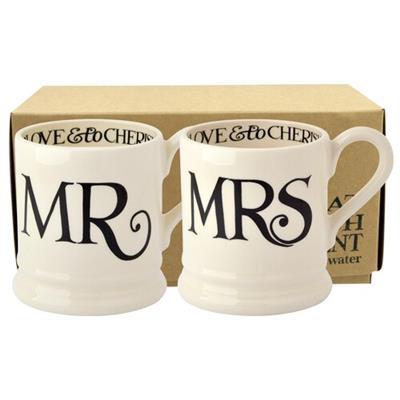 Emma Bridgewater Black Toast Mr & Mrs 1/2 Pint Mugs Boxed - Ocado