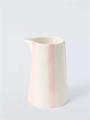 John Lewis Hand Painted Stripe Stoneware Milk Jug, 250ml, Pink