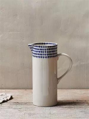 nkuku Indigo Drop Ceramic Jug, 1L, Cream/Indigo