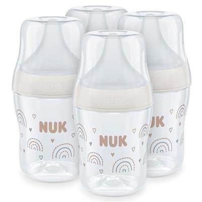 NUK Perfect Match Baby Bottles Set | 0+ Months | Adapts to Babys Palate | Temperature Control | Anti Colic Vent | 150 ml | BPA-Free | Small Silicone