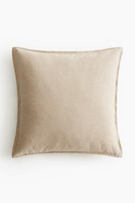 Linen-blend cushion cover - Light beige - Home All | H&M IN, INSERT SEPARATE