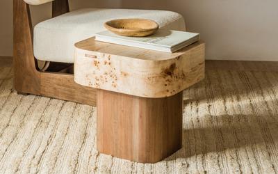 Nouve Square Wooden Side Table | Walnut Finish & Acacia Wood