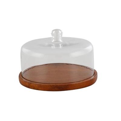Round Wooden Cake Stand with Glass Dome | Shop Today. Get it Tomorrow! | takealot.com