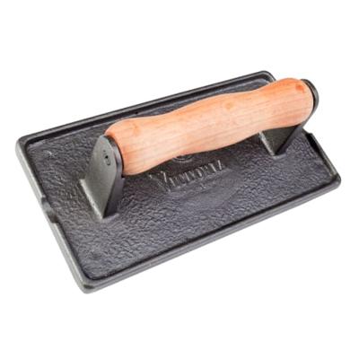 Victoria Enamelled Cast Iron Bacon and Meat Press with Wooden Handle - Yuppiechef