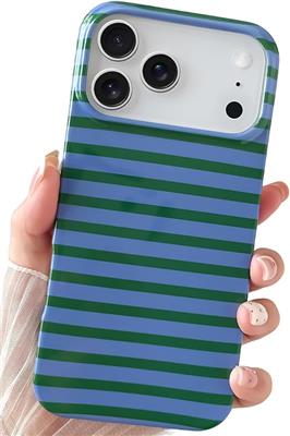 SmoBea for iPhone 17 Pro Max Case Cute Horizontal Striped Phone Case, Soft TPU Slim Shockproof Phone Cover for Women Girls Beautiful and Stylish, Gree