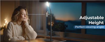 Phone Stand for Recording with Light for Desk - ChatStand Halo 9-14 Adjustable, Portable Ring Light Tripod, iPhone Stand for Desk & Phone Holder for V