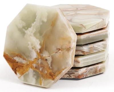 Radicaln Marble Coasters Star 3.5 Inches Green Onyx Handmade Marble Drink Coasters for Home and Kitchen, Drink Coaster Set of 6, Ideal Coaster Plates