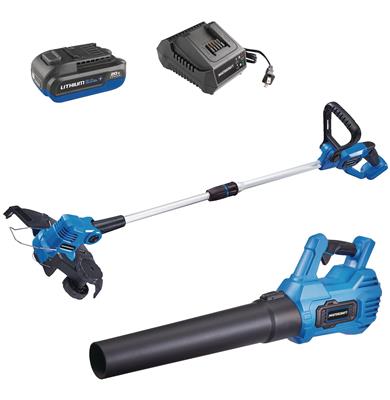Mastercraft 20V Cordless 12 String Trimmer and 370CFM Blower Combo Kit with PWR POD 2 Ah Battery an