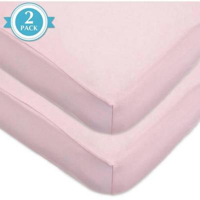 American Baby Company 2 Pack Fitted Crib Sheets 28 x 52, Soft Breathable Neutral 100% Cotton Jersey Sheet, Pink, for Boys and Girls, Fits Crib and To