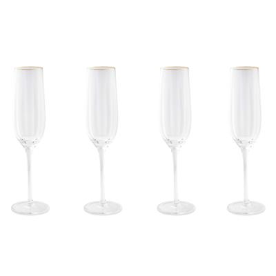 Core Home Gold Rimmed, Stemmed, Champagne Flutes, Set of 4