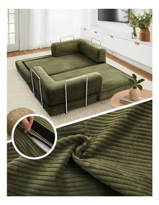 Artiss Convertible Folding Sofa Bed in Green | MYER