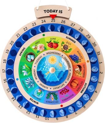 Vemkel Wooden Perpetual Calendar for Kids Seasons, Games for 3 Year Olds, Wooden Game for 3 Years, Educational Games for 3 Years, Preschool Games : Am