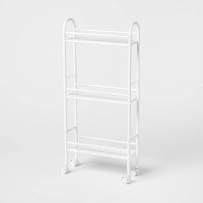 3 Shelf Narrow Metal Storage Cart White - Brightroom™ : Target