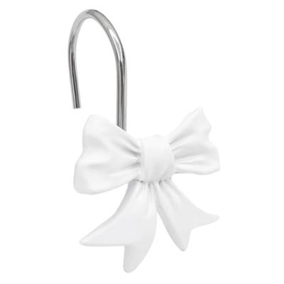 CHICTIE Decorative Shower Curtain Hooks, Bow Knot Shower Curtain Rings Hooks for Bathroom Baby Kids Room Rustproof Shower Hooks (White)
