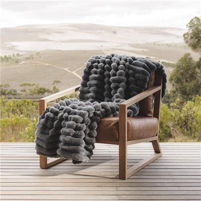 Fluted Faux Fur Blanket Storm Grey | Winter Blankets