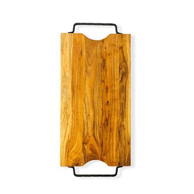 Home.Life Rectangular Indent Wooden Serving Tray with Black Metal Hand