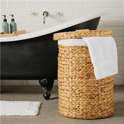 Home.Life Lined Hyacinth Oval Laundry Basket