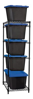 Duratech 5-Tier Steel Tote Storage Rack, Black