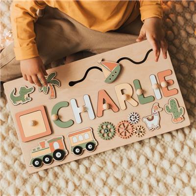 Toddlers Personalized Wooden Puzzle - in Blossoms