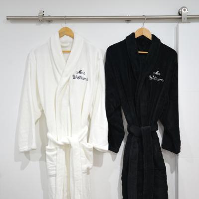Mr & Mrs Personalised Embroidered Microplush Robe - The Monogram Shop