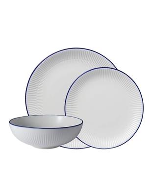 Casa Domani Cafe Blue Coupe 12 Piece Dinner Set Gift Boxed in White/Blue | MYER