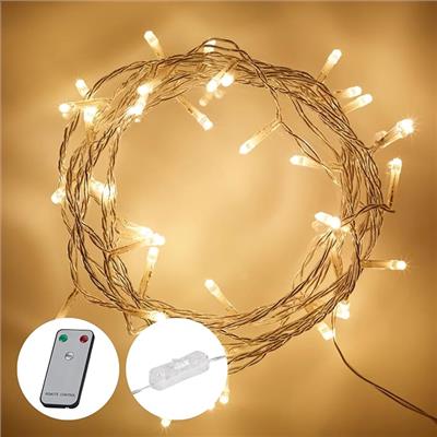 Lights4fun Indoor Plug-in Fairy Lights with 50 Warm White LEDs on 4m Clear Cable – Mains Powered with Rocker Switch – Ideal for Bedrooms, Mantels & Fe