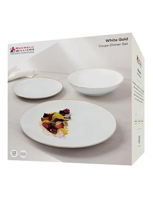 Maxwell & Williams White Gold Coupe Dinner Set 12 Piece Gift Boxed in Gold | MYER