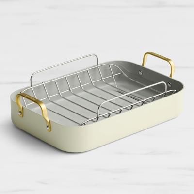 Buy Wolstead Mineral Non-Stick Roaster with Rack 39.5x27.5cm Ivory | Kitchen Warehouse™