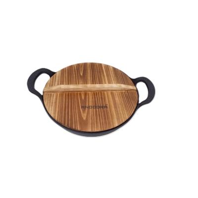 Cast Iron Wok with Dual Handles and Wooden Lid | Shop Today. Get it Tomorrow! | takealot.com