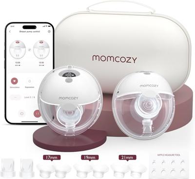 Momcozy M5 Smart APP Controlled Wearable Breast Pump, Hands-Free Wireless Electric Pump, 3 Modes 9 Suction Levels, BPA-Free, Portable Lightweight, 24m