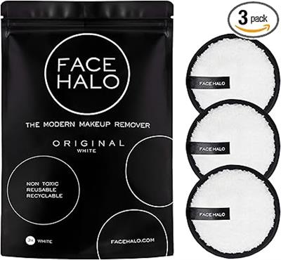 Face Halo Original Makeup Remover, Eco-Friendly, Reuseable, Vegan Friendly, White, Set of 3 (Pack of 1) : Amazon.co.uk: Beauty