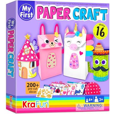 KRAFUN My First Unicorn Bunny Paper Craft Kit for Kids Ages 3-8, 16 DIY Arts & Crafts Projects, Includes Supplies, Instructions, Reusable Box, Educati