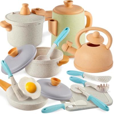 BUYGER Pretend Play Kitchen Toy Set Accessories for Kids Toddler 3 Years Old, Cooking Cookware Pots and Pans Playset Gifts for Kids Girls Boys Toddler