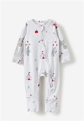 The long sleeve zip romper - snow marle/carnival friends Cotton On Babygrows & Sleepsuits | Superbalist.com