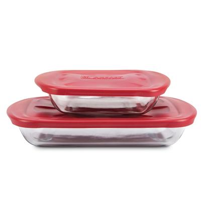 Anchor Hocking Glass Bake n Keep Set with Plastic Lids, 4-pc