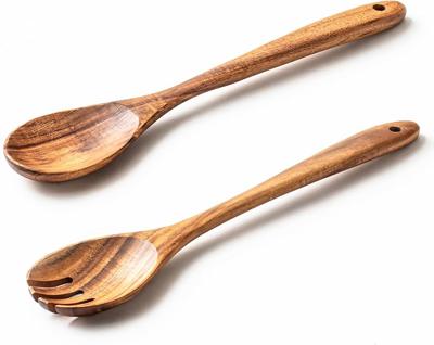 Amazon.com | Gudamaye Acacia Wooden Salad Server Set,13 inch Salad Tongs for Serving including Salad Mixing Dinner Fork and Spoon,Long Handle Salad Se