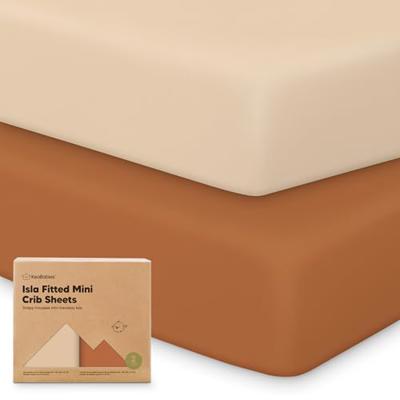 Pack and Play Sheets Fitted - 2-Pack Mini Crib Sheets for Pack N Play Mattress 38x26, Soft & Cozy, Neutral Toddler Playard Bedding, Snug Fitted Mini B