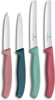 Victorinox Swiss Classic, Tomato and Vegetable Knife Set, 4-Piece, Sharp Blade, 8 and 10 cm, Serrated Edge, Stainless Steel, Red and Green : Amazon.co