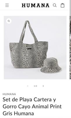 Set de Playa Cartera y Gorro Cayo Animal Print Gris Humana – Humana Store Chile