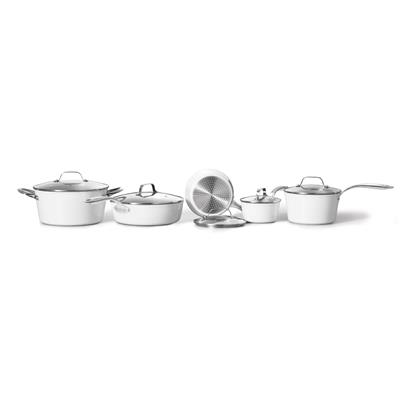 Heritage The Rock Ceramic Zero Cookware Set, Non-Stick, Dishwasher & Oven Safe, White, 10-pc