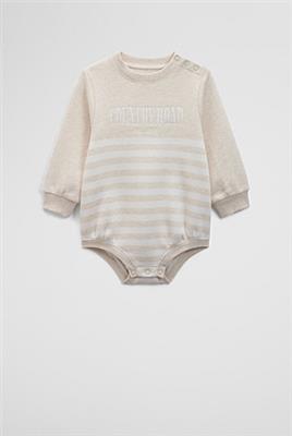 Oatmeal Marle Stripe Organically Grown Cotton Logo Oversized Long Sleeve Bodysuit - Jumpsuits & Bodysuits | Country Road