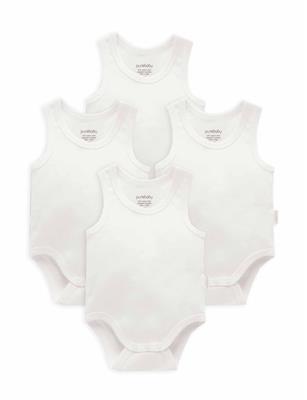 4 Pack Rib Bodysuit - Purebaby