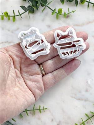 Samurai Animal Polymer Clay Cutters, Cat Frog Hamster Duck Embossing Clay Molds For Handmade Earrings, DIY Craft Supplies | SHEIN
