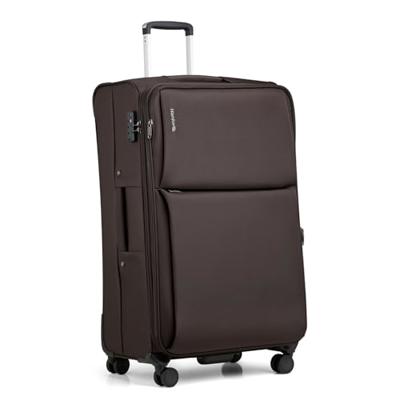 Hanke 28 Inch Luggage Softside Expandable Suitcases with Spinner Wheels, Travel Checked Luggage for Women Men(Coffee)