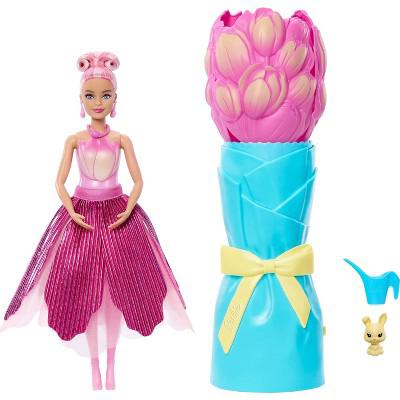 Barbie Petal Pop Scented Fashion Doll with Pink Tulip Dress, Reveal Accessories like Bunny & More : Target